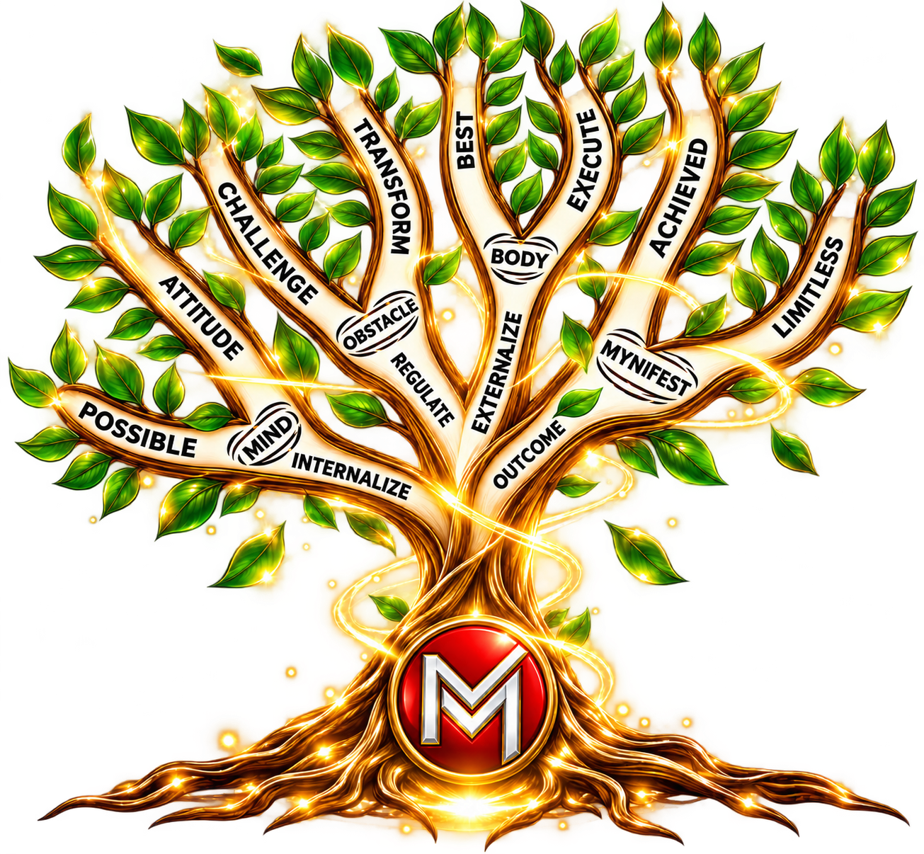 Mynifest Tree showing Possible, Attitude, Challenge, Transform, Best, Execute, Achieved and Limitless